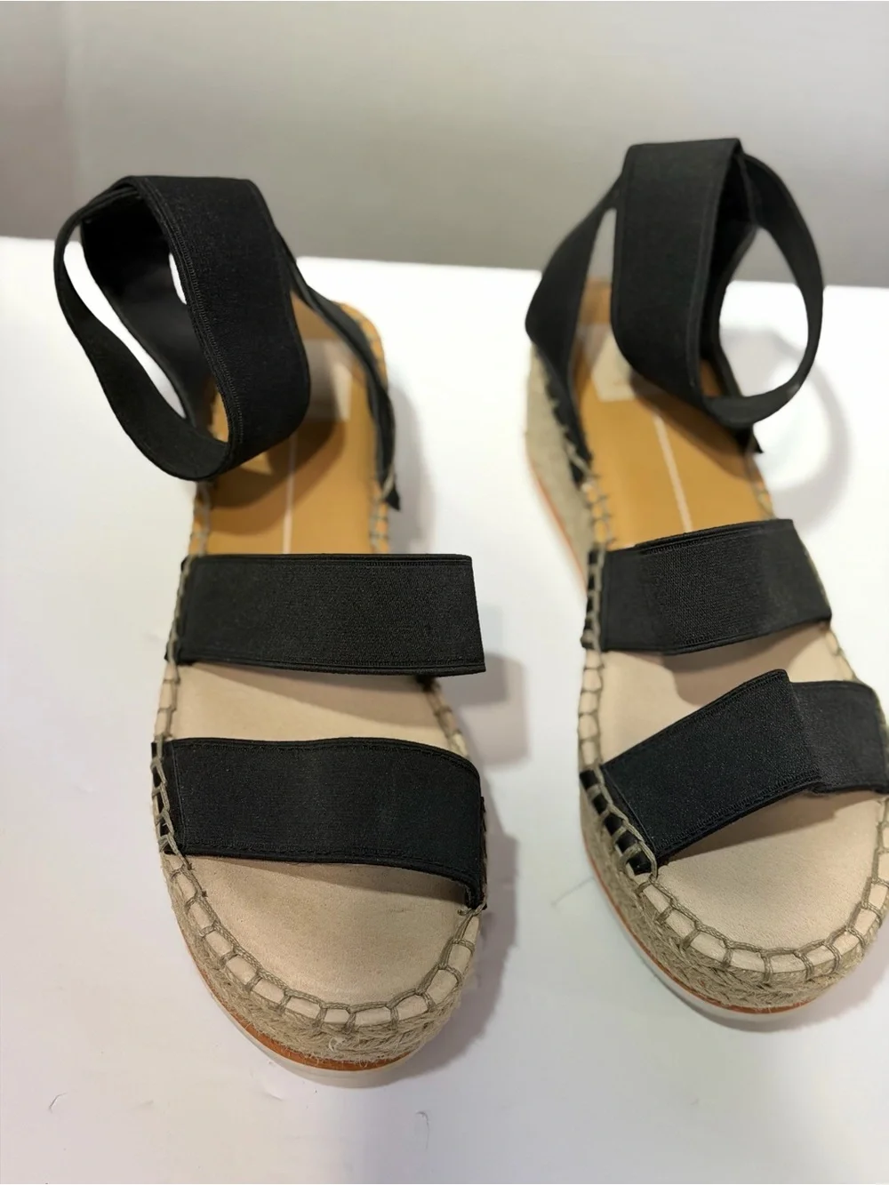 Dolce Vita Black Espadrille Platform Sandals with Ankle Wrap